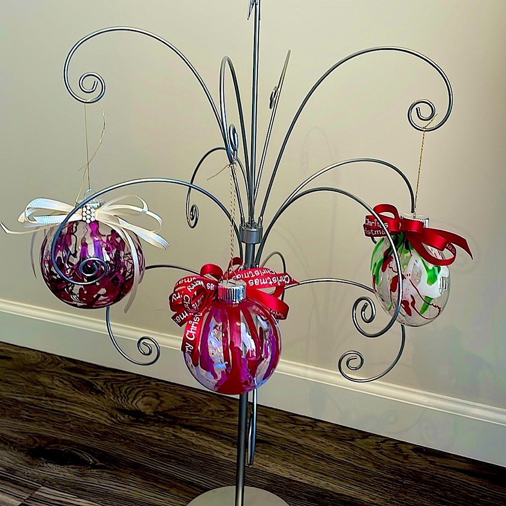 Three Nail Polish Art plastic bulb ornaments